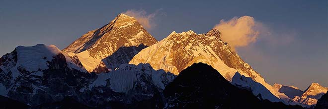 Sunset on Everest from Gokyo Peak