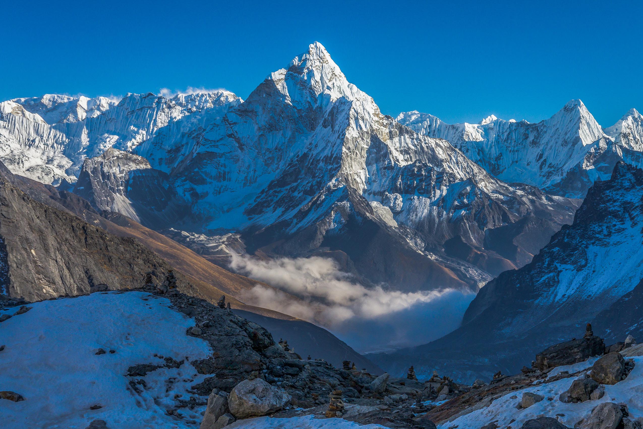 Ama Dablam from the Cho La Pass, Dzonglha, Khumbu Himalaya, Nepal - a print for sale from Mountain Images by Ian Evans