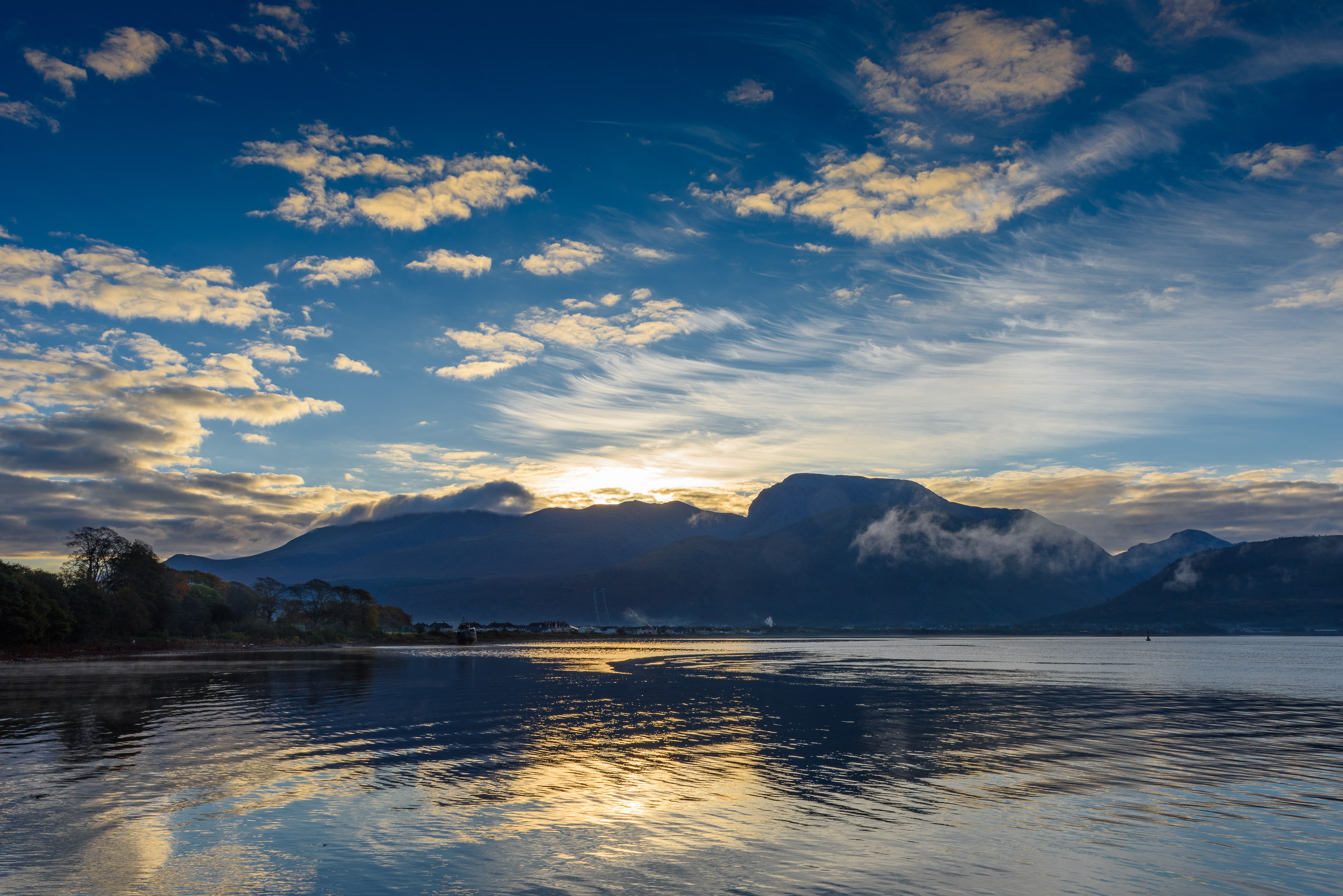 Ben Nevis at Dawn across Loch Eil from Corpach - a Print for sale from Mountain Images by Ian Evans