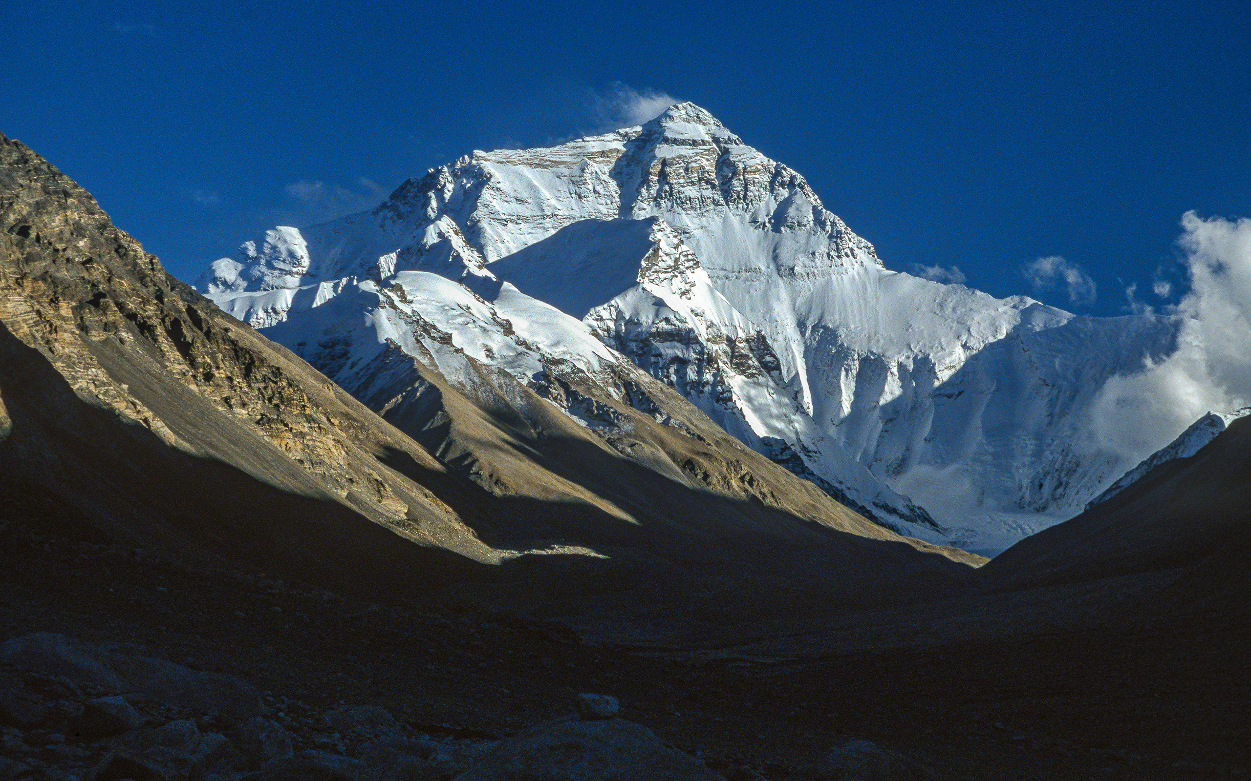 Late afternoon light on The North Face of Everest from Rongbuk, Tibet -  Prints for sale from Mountain Images by Ian Evans