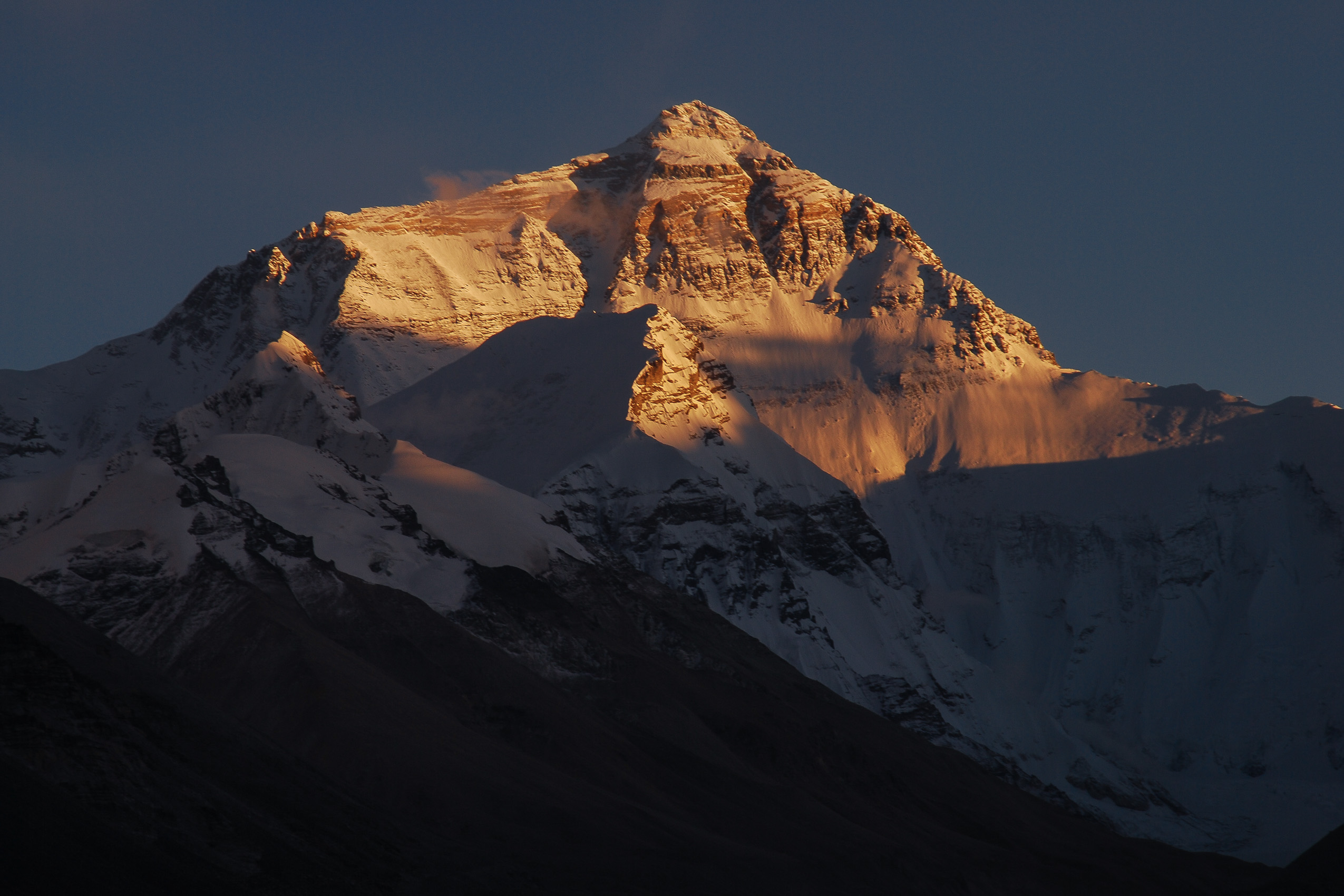 Sunset on the north face of Everest, Rongbuk, Tibet - Prints for sale from Mountain Images by Ian Evans