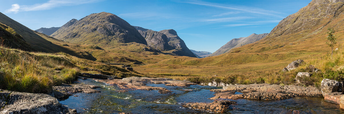 The Three Sisters of Glencoe Panorama, The Scottish Highlands