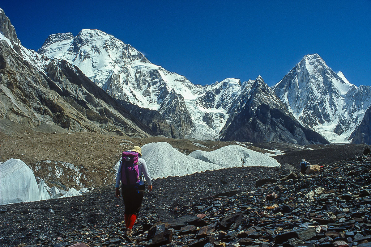 Broad Peak and Gasherbrum 4 from the Baltoro Glacier Broad Peak and Gasherbrum 4 from the Baltoro Glacier