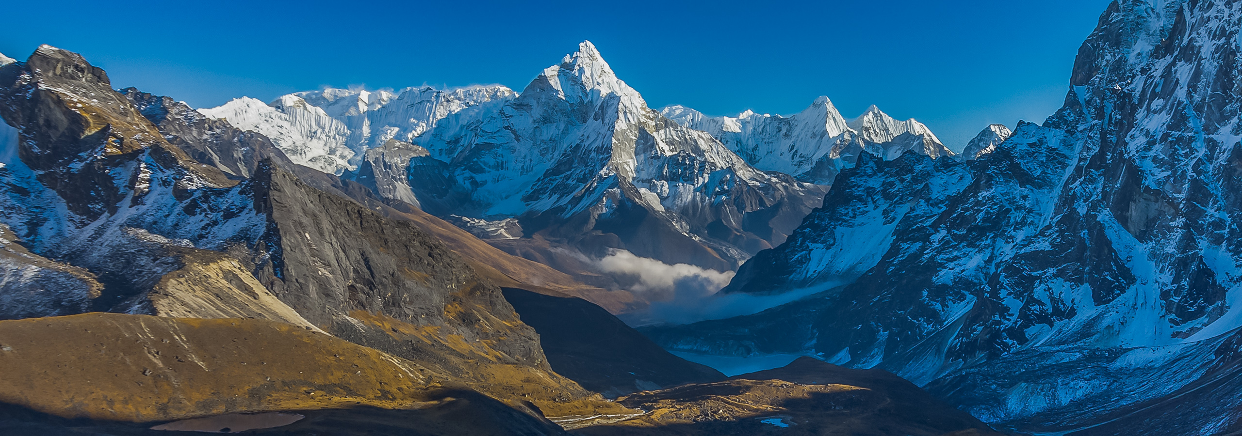 Ama Dablam and the Khumbu Valley from the descent of the Cho La Pass, Nepal
