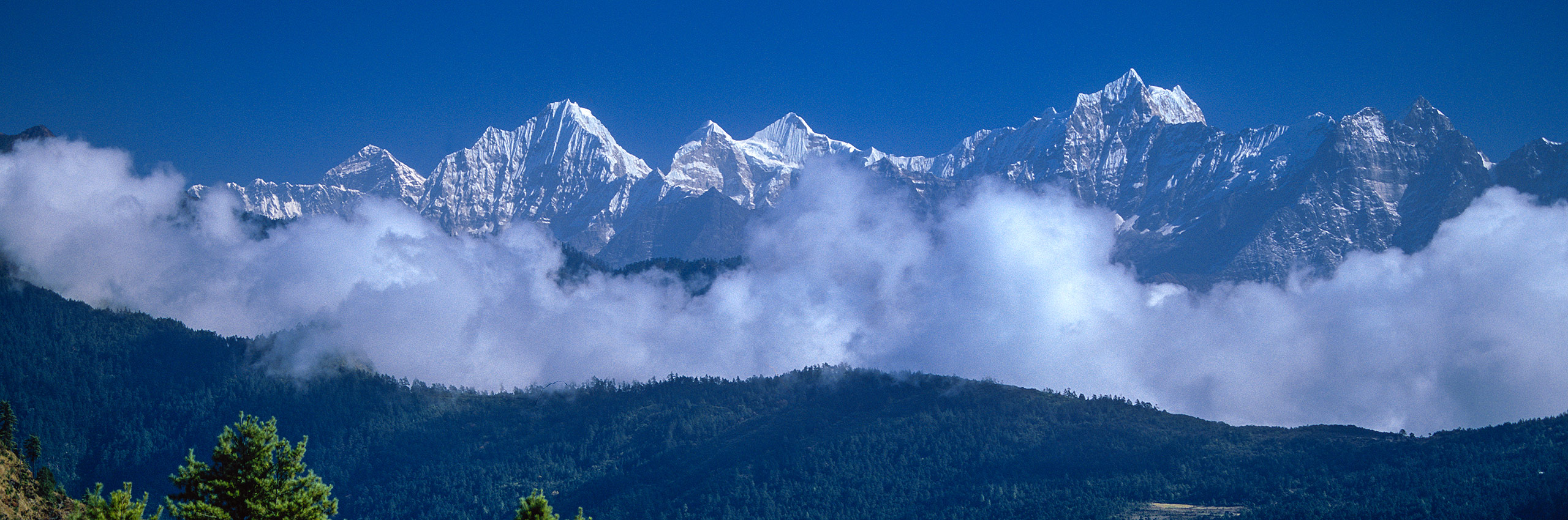 First View of the mountains of Khumbu on the Everest Expedition Route